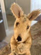 Vintage 10.5" Linda Mohair Stuffed Kangaroo Steiff Animal 1950s Era Button