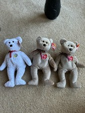 TY Beanie Babies Lot of 3 – 1999 Signature Bears (2) + Decade 10th Anniversary 