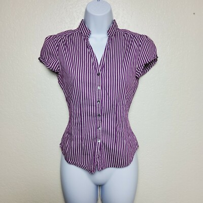 Express Design Studio Purple Striped Button-up Tee