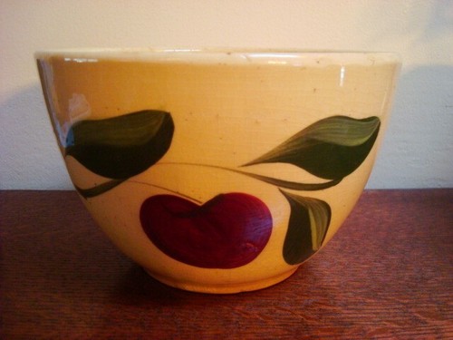 Vtg Watt Pottery SHERBURNE CO. FARM BUREAU Apple Advertising BOWL Wisconsin - Picture 2 of 12