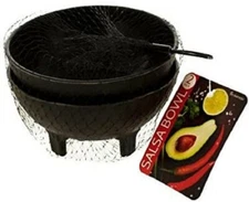 Salsa Dip Bowls Black Plastic Serving Chips Taco Dipping Sauce Dish Set of 2