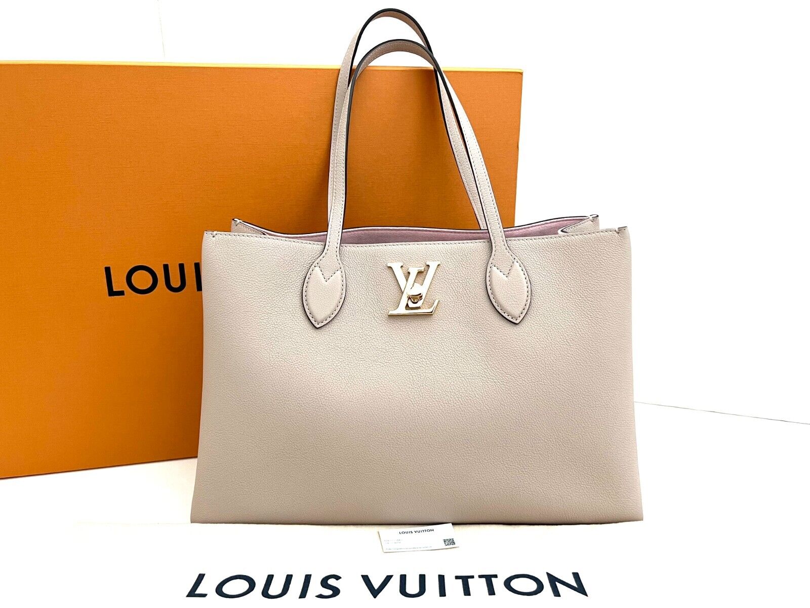 Louis Vuitton LV Lockme Shopper Shoulder Tote Greige Taupe w/ Kit