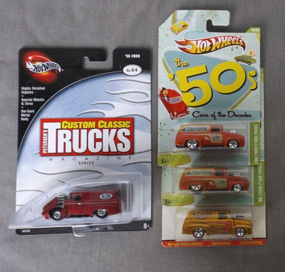 Hot Wheels Lot Of 4 '56 Ford panel Trucks Decades Classics Peterson's