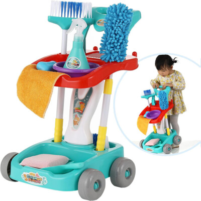 Putzwagen für Kinder Besenwagen mit Heimspielzeug Zubehör Reinigungswagen ab 2 3