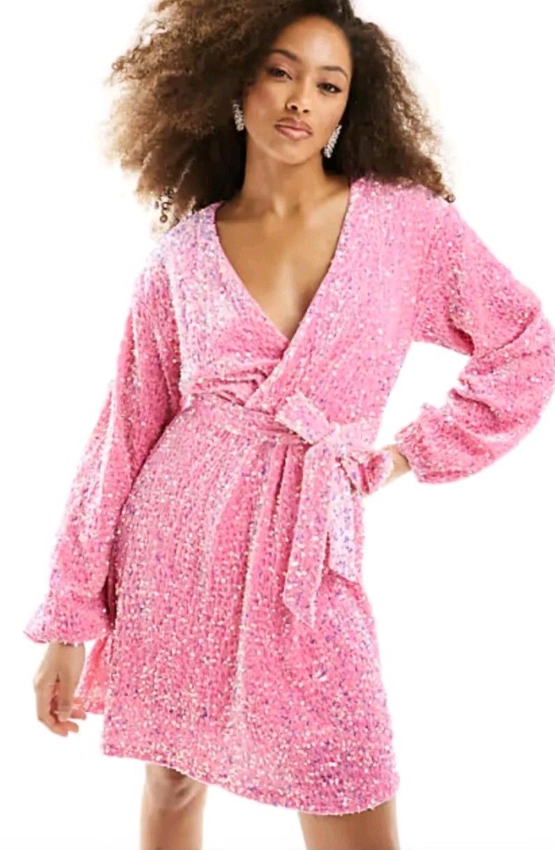 green emerald velvet dress Twinkle And Shine Sequin Dress In Pink – Impressions Online Boutique main image 1