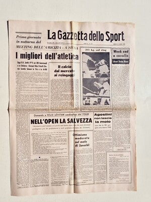 GAZZETTA DELLO SPORT 27. Juli 1968 Giacomo Agostini - Buster Mathis - Levitan