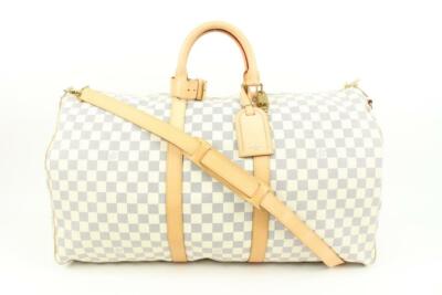 Louis Vuitton Damier Azur Keepall Bandouliere 55 Duffle with Strap