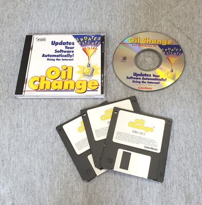 Vintage OIL CHANGE CyberMedia Windows 95 utility software CD / floppy