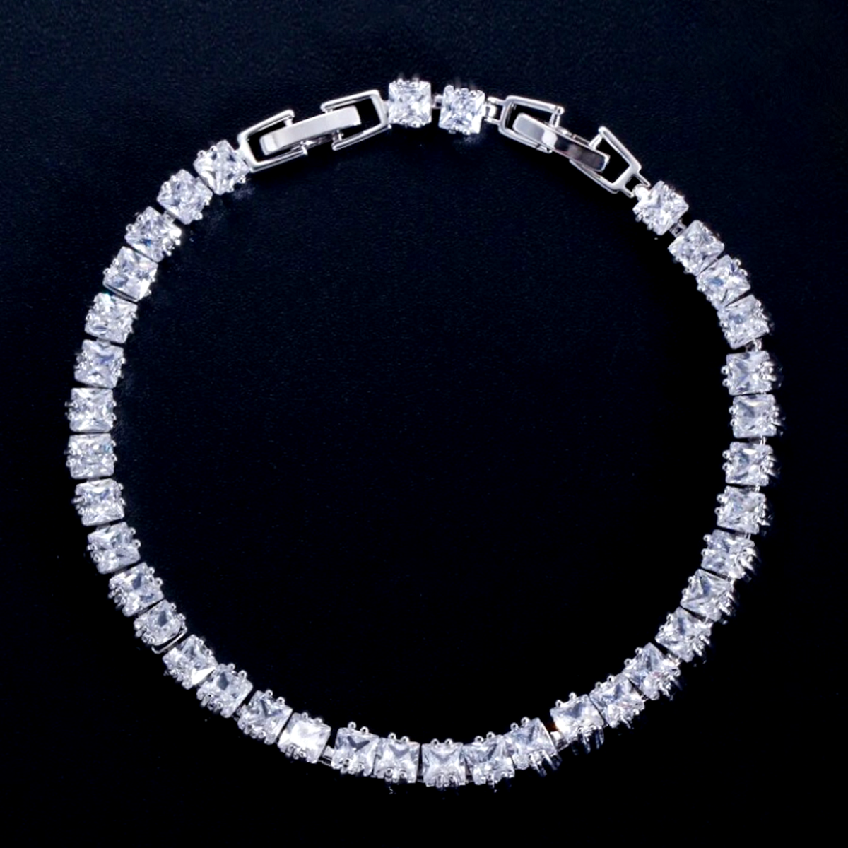 18k White Gold Filled Tennis Bracelet made w Swarovski