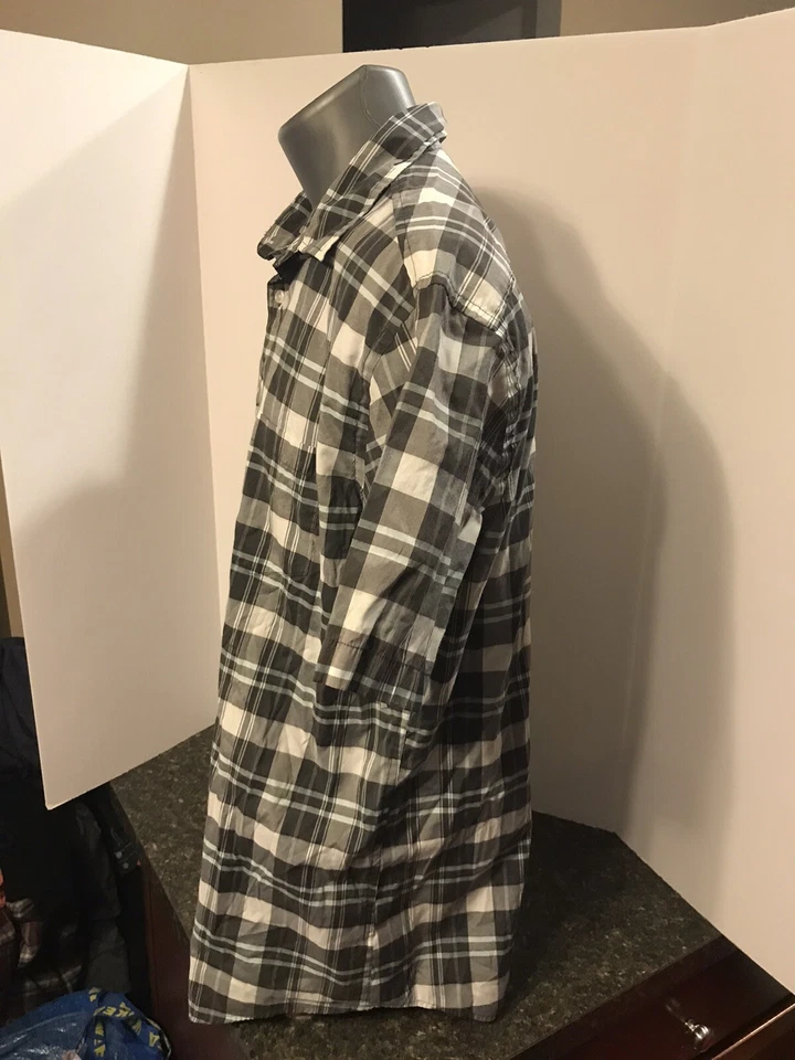 Camisa Sonoma SS para hombre con botones azul aguamarina a cuadros algodón poliéster XL Foto 3 de 4