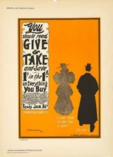 GIVE & TAKE BY WHITELAW DAS MODERNE PLAKAT 1897 ORIGINAL STONE LITHOGRAPH