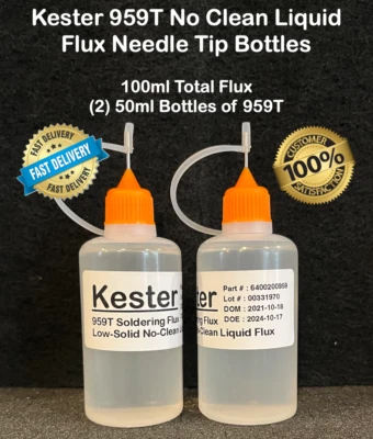 100ml / 3.38oz NEEDLE TIP KESTER 959T NO CLEAN LIQUID FLUX REFLOW SOLDERING