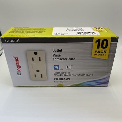 (10PK) NEW Pass & Seymour 885TRLACP5 Decorator Outlet, Light Almond