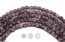 Czech Fire Polished Round Faceted Glass Beads in Purple White Givre, 6mm 30pc