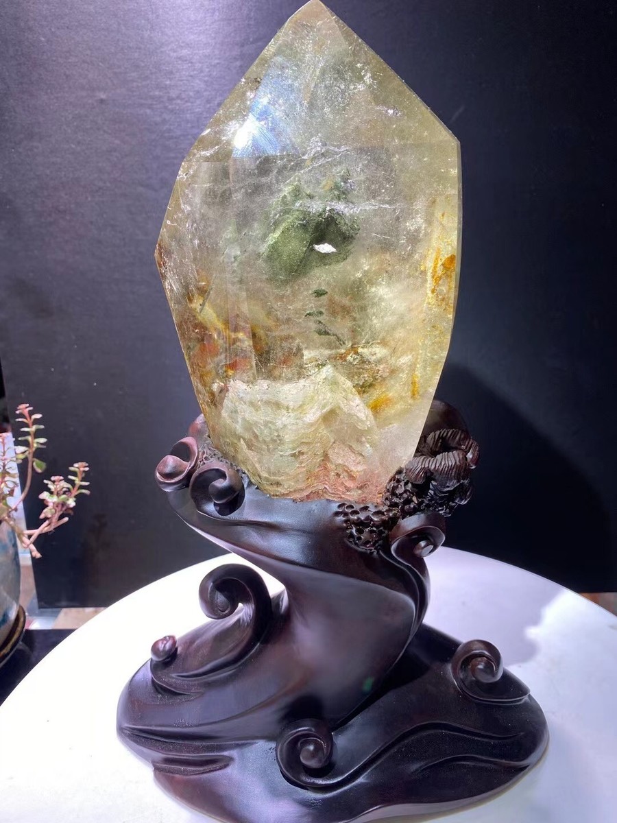 6.38LB TOP Scarce Natural color ghost quartz carved crystal