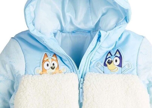 Disney Bluey Puffer Jacket Coat Hoodie Girls Boys Toddler Bingo 2T 3T 4T 5T 4 5 - Afbeelding 2 van 4