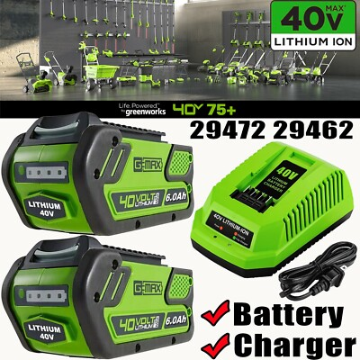 #ad #ad 40V 6.0Ah For Greenworks G MAX Lithium Battery BAF724 29472 29462 Charger $224.99