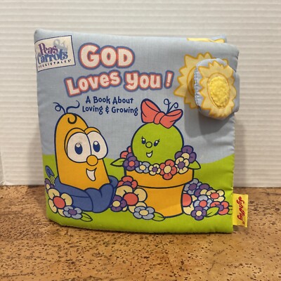 Veggie Tales Soft Book Baby Cloth Peas & Carrots God Loves You 2004 Learning Fun