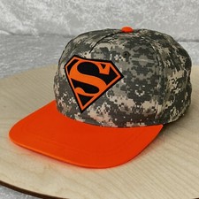 DC Comics Superman Fluorescent Orange and Camo Cap/Hat Youth Size - Snapback