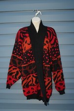 Vintage Hot Cashews Cardigan Size 28  Multi-Color Geometric Open Front Vintage