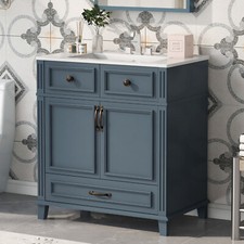 30 Bathroom Vanity with Ceramic Sink,Solid Wo...