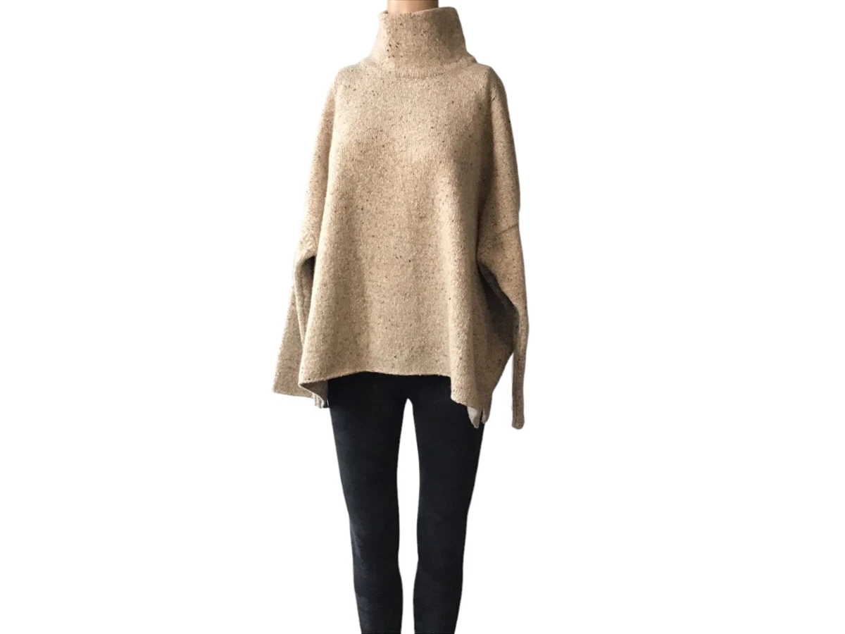 Eskandar Turtlneck Long-Sleeve Drop Shldr Wool/Cashmere Sweater Beige Tweed  O/S | eBay