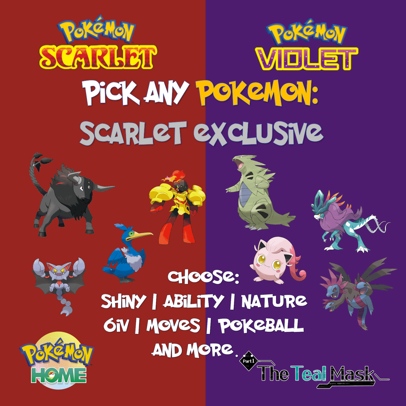 🌟Exclusives Pokemon Scarlet and Violet - 6iv Shiny and Free