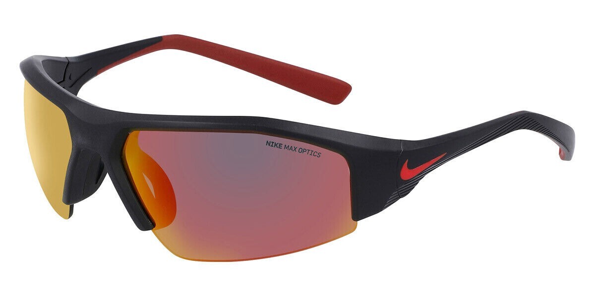エース NEW Mens Nike Skylon Ace Wrap Sunglasses, Black w/ red mirrored