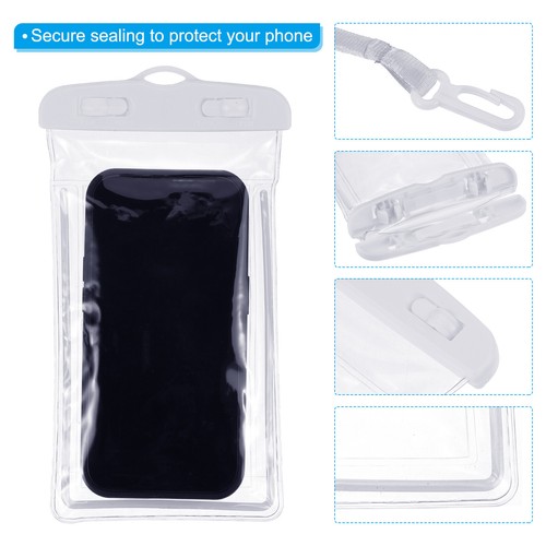4Pack Leuchtende Wasserdicht Handytasche Klar Mobiltelefon Tasche mit 44cm Weiß - Bild 3 von 8