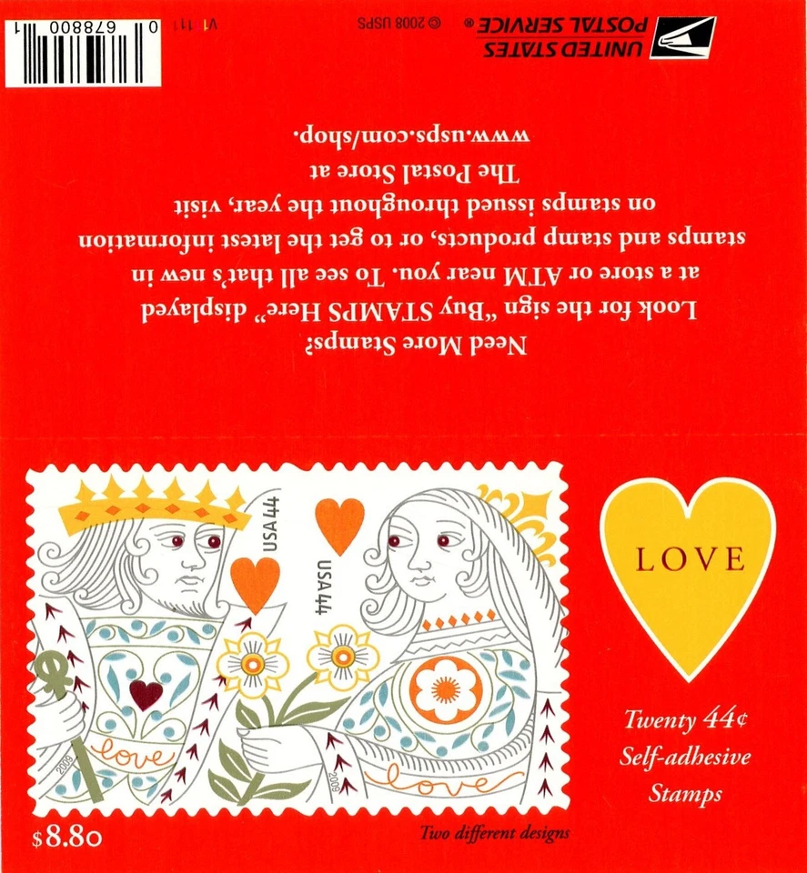 2008 Love 44Cents Twenty Stamps Self-adhesive Stamps Booklet Brand New - Image 2 of 2