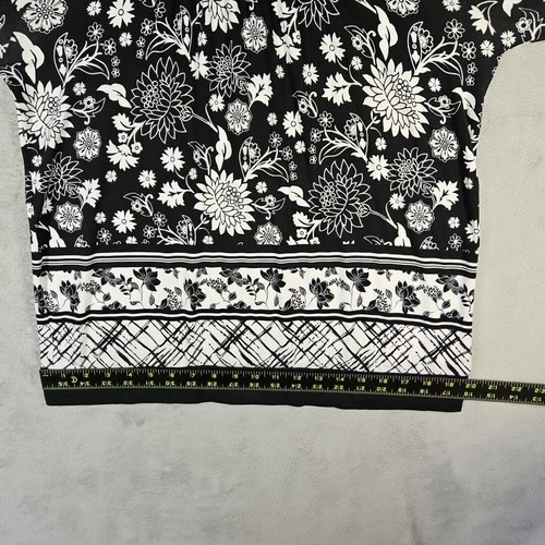 Christopher & Banks Knit Shirt 3/4 Slv Black White Bold Floral Top Square Neck M - Picture 10 of 15