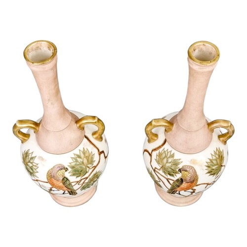 Antique 1880's German Franz Anton Mehlem, Royal Bonn blush Aesthetic vase pair - Picture 8 of 18