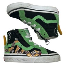 Vans Sk8-Hi Snake High Top Sneakers Black Green Toddler Shoes Size 4.5 Zip Close