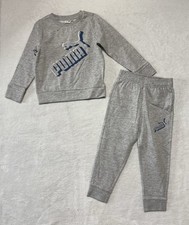 PUMA Sweatshirt Sweatpants Set Kids Boys 5 Grey 2 Piece Outfit Pockets New