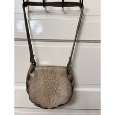 Vintage Hand Tooled Leather Crossbody Bag Tan Floral Embossed Whipstitch Boho