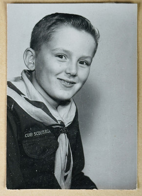 VTG 1950s PHOTO CUB SCOUT LITTLE BOY DAVID BSA Varden Studio School Found Cute