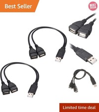 Dual USB Female Jack Y Splitter Adapter 2-Pack for Efficient Charging