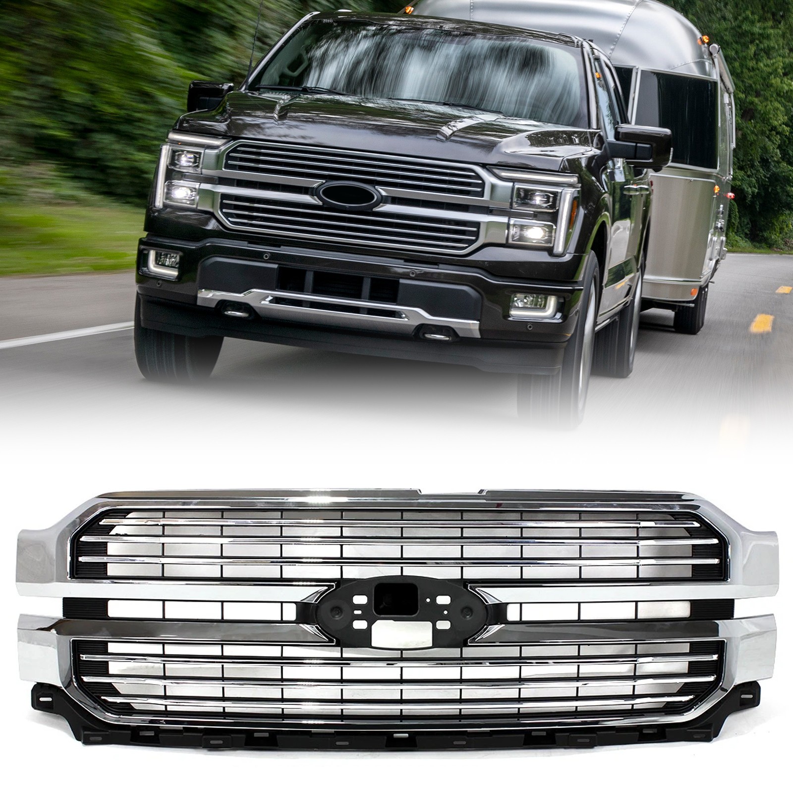 Chrome Front Bumper Grille For 2024-2025 Ford F150 F-150 Platinum King Ranch New