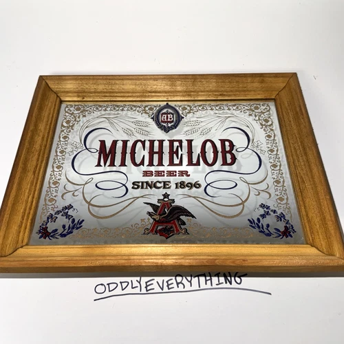 Anheuser-Busch Michelob Beer Mirror Sign - Framed Vintage Beer Mirror 14”x11”