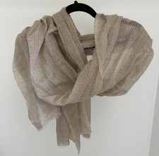 Vintage Handmade Indian Cashmere Pashmina Shawl Scarf Natural Taupe Beige
