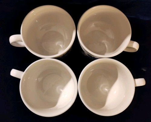 Vintage Churchill England Blue Willow Set of 4 Large Breakfast Cups/Soup Mugs - Picture 7 of 11