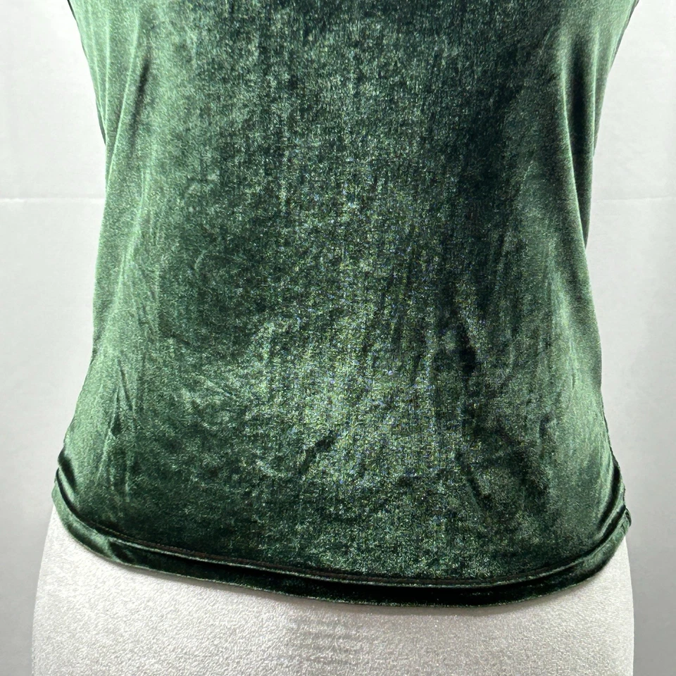 Camisola de terciopelo vintage Y2K para mujer mediana iridiscente verde/marrón rara indie vanguardista Foto 4 de 4