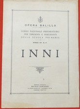 1937 NATIONAL OPERA BALILLA HYMNS SONGS FASCISM