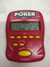 1997 Pocket Poker Draw Deuces Radica Electronic Handheld Video Game Red Vtg
