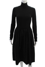 Zara Womens Fit & Flare Sweater Dress Black Turtleneck Long Sleeve Midi Size S