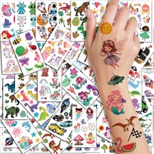326+ PCS 60 Sheets Mixed Styles Temporary Tattoos for Kids - Cute Watercolor Ani