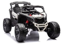 Buggy Enfant Électrique Offroad 24V 4x200W EVA Cuir LED RC MP3 Blanc