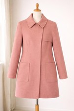 M&S dusty pink wool blend coat UK 12  .  .