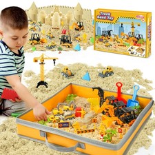 Sand Construction Kit with Big Foldable Sandbox and 2.2lbs Magic Sand, Truck ...