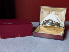 c1950 UNIQUE 23J ELGIN "FUTURA" MYSTERY DIAL WATCH~IN/OUT BOX, PAPER~KEEPS TIME